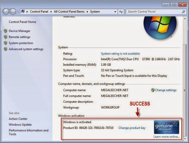 cle d activation windows 7 professionnel 32 bits