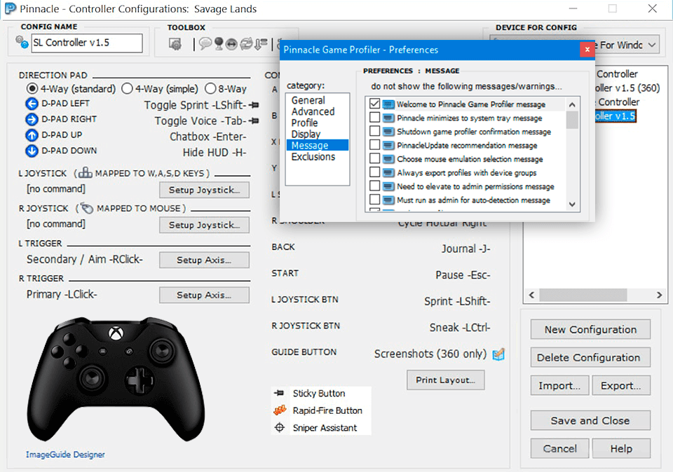 pinnacle game profiler no configurations found